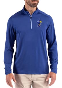 Cutter and Buck Kansas Jayhawks Mens Blue Vault Coastline Long Sleeve Qtr Zip Pullover