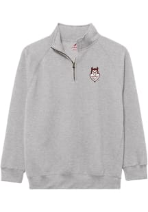 League Arizona State Sun Devils Mens Grey Embroidered Team Logo Essential Long Sleeve Qtr Zip Pull..