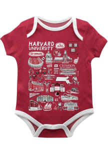 Vive La Fete Harvard Crimson Baby Crimson Impressions Short Sleeve One Piece