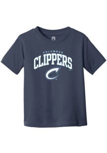 Summit Sportswear Columbus Clippers Toddler Navy Blue Arch Mascot Short Sleeve T-Shirt