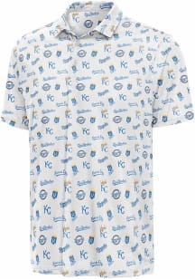 Antigua Kansas City Royals Mens White Cooperstown Short Sleeve Polo