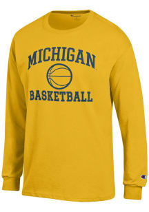 Champion Michigan Wolverines Yellow Basketball Jersey Long Sleeve T Shirt
