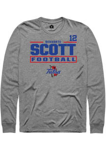 Dedaunte Scott Tulsa Golden Hurricane Graphite Football NIL Stacked Box Long Sleeve Player T Shirt