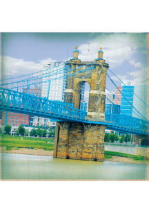 Cincinnati John A. Roebling Suspension Bridge 4x4 Coaster - Blue