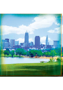 Cleveland Edgewater View Stone Tile Coaster - Blue