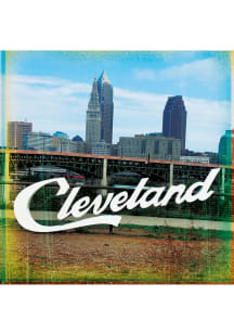 Cleveland Sign Stone Tile Coaster - Blue