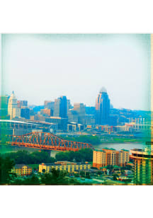 Cincinnati Skyline 4x4 Coaster - Blue