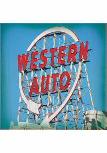 Kansas City Western Auto Sign 4x4 Coaster - Red