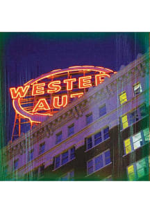 Kansas City Western Auto Sign 4x4 Coaster - Blue