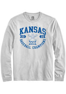 Summit Sportswear Kansas Jayhawks White 2026 Big 12 Baseball Tournament Champions Long Sleeve T Sh..