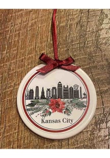 Kansas City Skyline Poinsettia Ornament - White