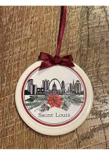 St Louis Skyline Poinsettia Ornament - White