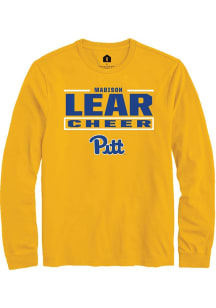 Madison Lear Pitt Panthers Gold NIL Stacked Box Long Sleeve Player T Shirt