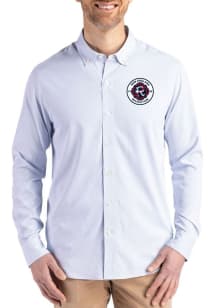 Cutter and Buck New England Revolution Mens Light Blue Epic Confidence Pinstripe Long Sleeve Dress..