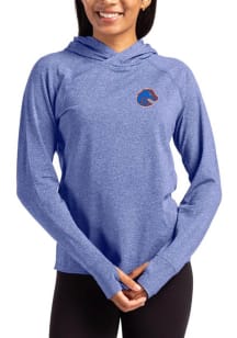 Cutter and Buck Boise State Broncos Womens Blue Adapt Knit Hood Hooded Sweatshirt