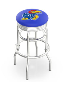 Kansas Jayhawks Double-Ring Swivel Chrome Pub Stool - Black