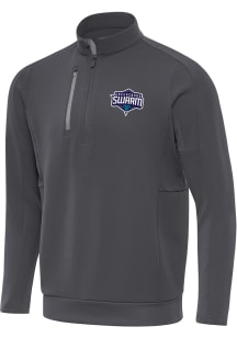 Antigua Greensboro Swarm Mens Silver Generation Long Sleeve Qtr Zip Pullover