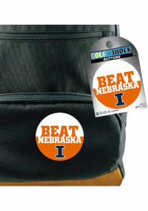 Illinois Fighting Illini BEAT Nebraska 3in Button - Navy Blue