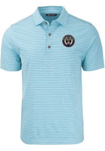 Cutter and Buck Philadelphia Union Light Blue Forge Heather Stripe Big and Tall Polo