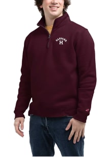 League Harvard Crimson Mens Maroon Block H Long Sleeve Qtr Zip Pullover