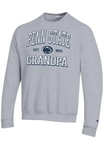 Champion Penn State Nittany Lions Mens Grey Heather Est. Date Grandpa Powerblend Long Sleeve Crew..