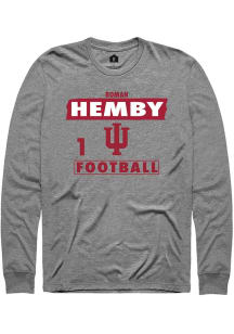Roman Hemby Indiana Hoosiers Grey Football NIL Striped Long Sleeve Player T Shirt