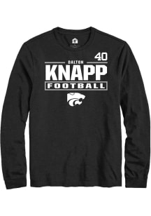 Dalton Knapp K-State Wildcats Black Football NIL Stacked Box Long Sleeve Player T Shirt