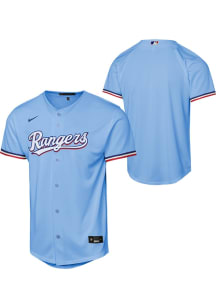 Nike Texas Rangers Youth Light Blue Alt 1 Baseline Blank Jersey