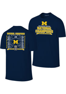 Michigan Wolverines Navy Blue 2026 Men's Basketball National Champions Bracket Short Sleeve T Shir..