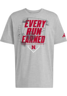 Adidas Nebraska Cornhuskers Grey 2026 Dugout Postseason Short Sleeve T Shirt