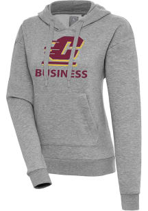 Antigua Central Michigan Chippewas Womens Grey Heather Central Michigan Business Victory Hooded Sw..