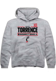 Kylie Torrence Rally Cincinnati Bearcats Youth NIL Stacked Box Long Sleeve Player Hoodie Grey