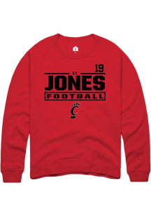 Cj Jones Cincinnati Bearcats Mens Red Football NIL Stacked Box Player Crew
