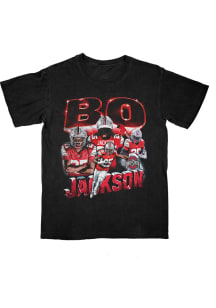 Bo Jackson Ohio State Buckeyes Black Elevated 90s Graphic Retro Short Sleeve Fashion Player T Shir..
