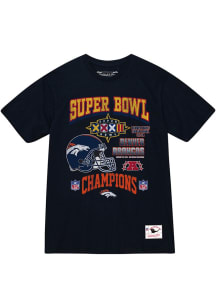 Mitchell and Ness Denver Broncos Navy Blue SB XXXII Champs Short Sleeve T Shirt