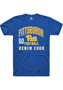 Denim Cook Pitt Panthers Blue Football NIL Arch Logo Short Sleeve Player T Shirt