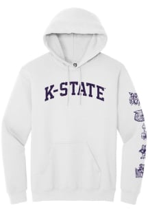 Summit Sportswear K-State Wildcats Mens White Vintage Logos Down Sleeve Heavyweight Long Sleeve Ho..