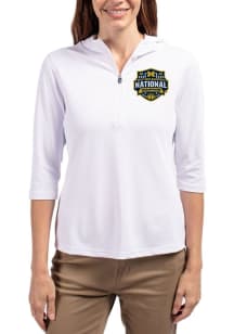 Cutter and Buck Michigan Wolverines Womens White 2026 MBB Champions Virtue Eco Pique Hooded Sweats..