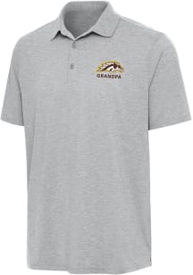 Antigua Western Michigan Broncos Mens Grey Heather Grandpa Par 3 Short Sleeve Polo
