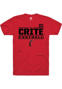 Cj Crite Cincinnati Bearcats Red Football NIL Stacked Box Short Sleeve Player T Shirt