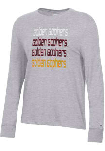 Champion Minnesota Golden Gophers Womens Grey Stacked Core LS Tee