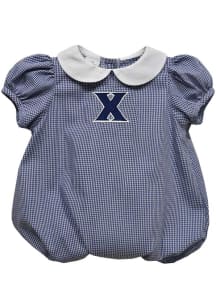 Vive La Fete Xavier Musketeers Baby Navy Blue Gingham Collar Short Sleeve One Piece