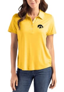 Cutter and Buck Iowa Hawkeyes Womens Yellow Coastline Eco Short Sleeve Polo Shirt