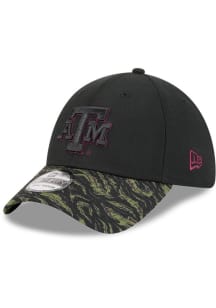 New Era Texas A&M Aggies Mens Black DL Tiger Stripe 39THIRTY Flex Hat