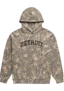 Uscape Detroit Mens Green Distressed Camo Wordmark Long Sleeve Hoodie