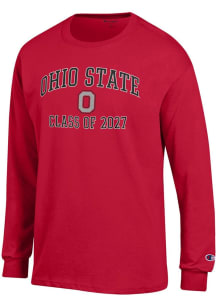 Champion Ohio State Buckeyes Red Font Class of 2027 Jersey Long Sleeve T Shirt