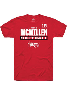 Nessa McMillen Nebraska Cornhuskers Red NIL Stacked Box Short Sleeve Player T Shirt