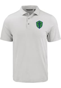 Cutter and Buck Seattle Sounders FC Mens Grey Coastline Eco Short Sleeve Polo
