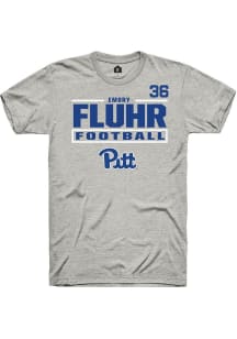 Emory Fluhr Pitt Panthers Ash Football NIL Stacked Box Short Sleeve Player T Shirt