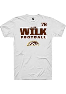 Jacob Wilk Western Michigan Broncos White Football NIL Stacked Box Short Sleeve Player T Shirt